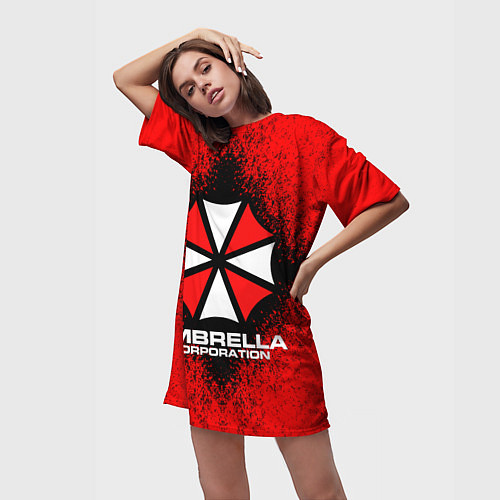 Женская длинная футболка Umbrella Corporation / 3D-принт – фото 3