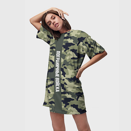 Женская длинная футболка Пограничные Войска камуфляж / 3D-принт – фото 3