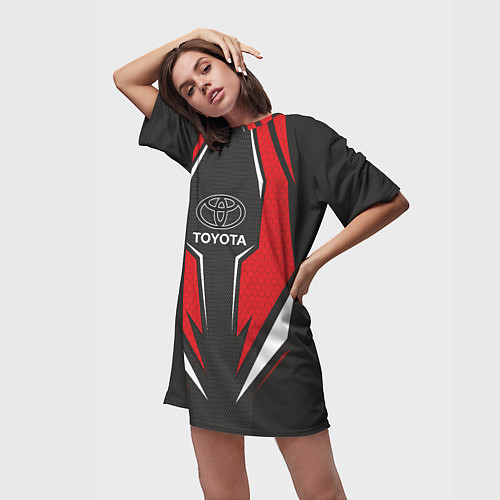 Женская длинная футболка Toyota Driver team Red / 3D-принт – фото 3