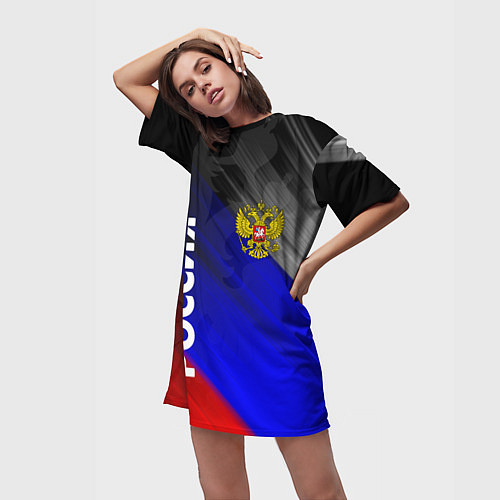 Женская длинная футболка РОССИЯ / 3D-принт – фото 3