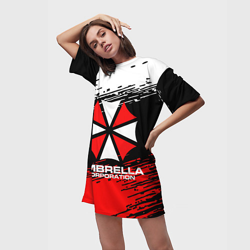 Женская длинная футболка Umbrella Corporation / 3D-принт – фото 3