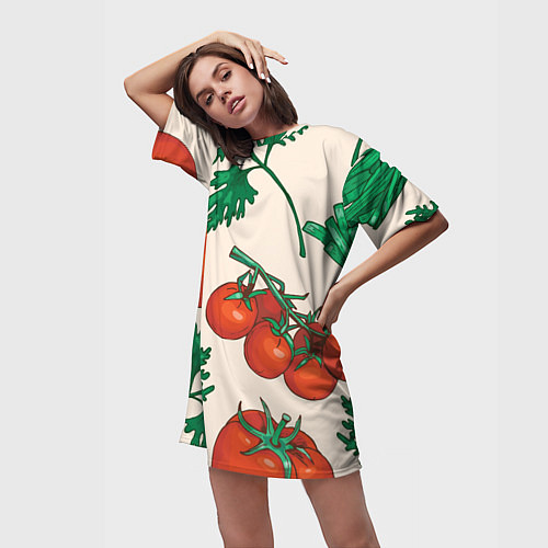 Женская длинная футболка Летние овощи / 3D-принт – фото 3