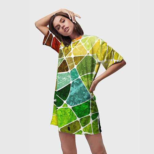 Женская длинная футболка Мозаика / 3D-принт – фото 3