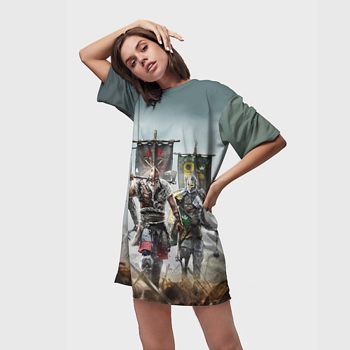 Женская длинная футболка For Honor / 3D-принт – фото 3