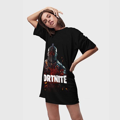 Женская длинная футболка Fortnite Black Knight / 3D-принт – фото 3