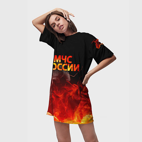 Женская длинная футболка МЧС России / 3D-принт – фото 3