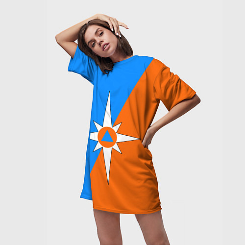 Женская длинная футболка МЧС России / 3D-принт – фото 3