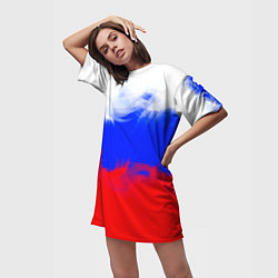 Футболка женская длинная Россия, цвет: 3D-принт — фото 2