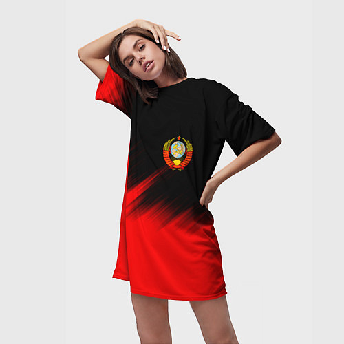 Женская длинная футболка СССР / 3D-принт – фото 3