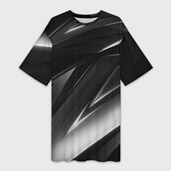 Футболка женская длинная GEOMETRY STRIPES BLACK & WHITE, цвет: 3D-принт