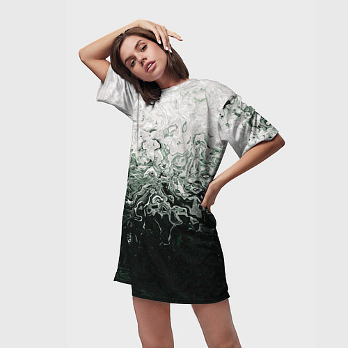 Женская длинная футболка Разводы жидкость абстракция / 3D-принт – фото 3