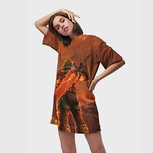 Женская длинная футболка Палач Рока / 3D-принт – фото 3