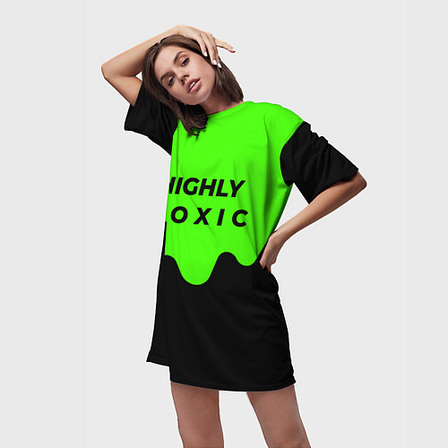 Женская длинная футболка HIGHLY toxic 0 2 / 3D-принт – фото 3