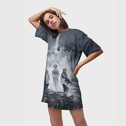 Женская длинная футболка The Promised Neverland / 3D-принт – фото 3