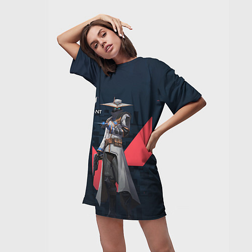 Женская длинная футболка CYPHER VALORANT / 3D-принт – фото 3
