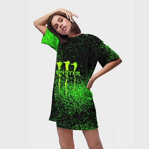 Женская длинная футболка MONSTER ENERGY / 3D-принт – фото 3