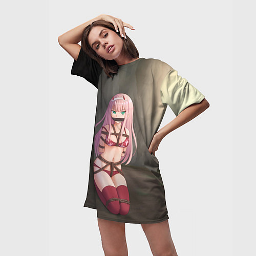 Женская длинная футболка Милый во Франксе / 3D-принт – фото 3