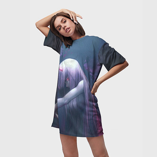 Женская длинная футболка DARLING IN THE FRANXX / 3D-принт – фото 3