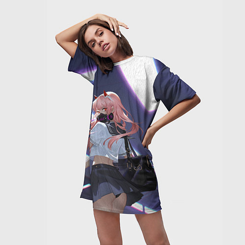 Женская длинная футболка ЛЮБИМАЯ В МАСКЕ / 3D-принт – фото 3