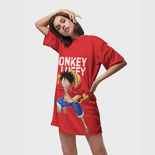 Женская длинная футболка Monkey D Luffy / 3D-принт – фото 3