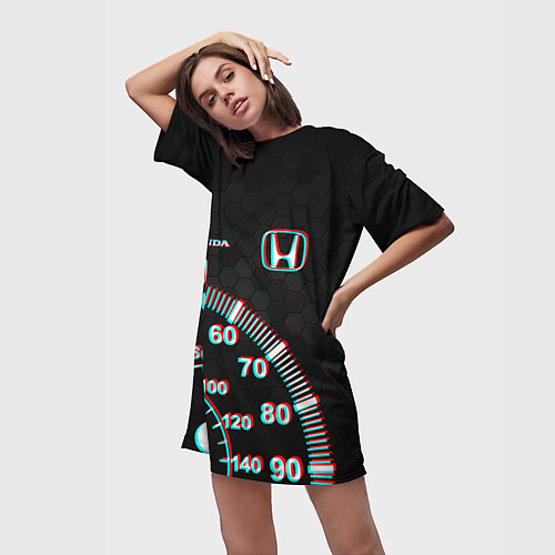 Женская длинная футболка HONDA / 3D-принт – фото 3