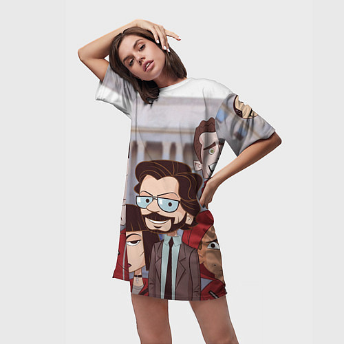 Женская длинная футболка La Casa de Papel Z / 3D-принт – фото 3