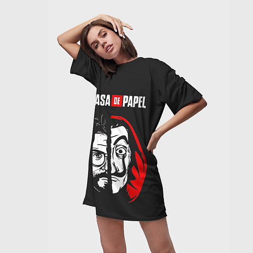Женская длинная футболка La casa de papel / 3D-принт – фото 3