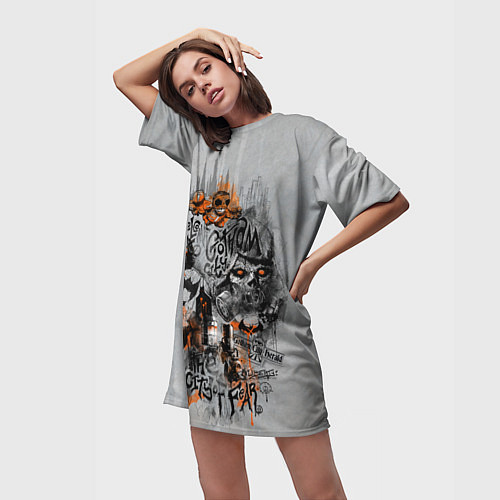 Женская длинная футболка City Of Fear / 3D-принт – фото 3