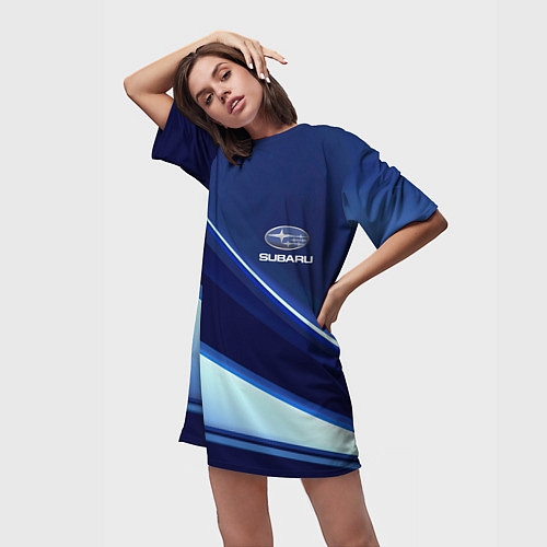 Женская длинная футболка SUBARU / 3D-принт – фото 3