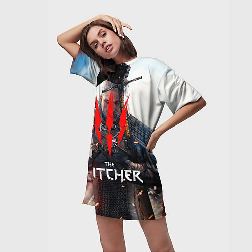 Женская длинная футболка The Witcher / 3D-принт – фото 3