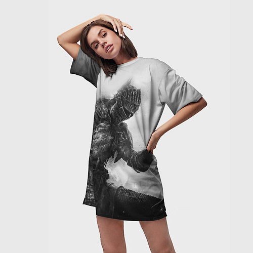 Женская длинная футболка DARK SOULS / 3D-принт – фото 3
