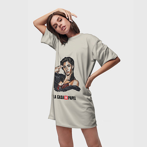 Женская длинная футболка БУМАЖНЫЙ ДОМ / 3D-принт – фото 3