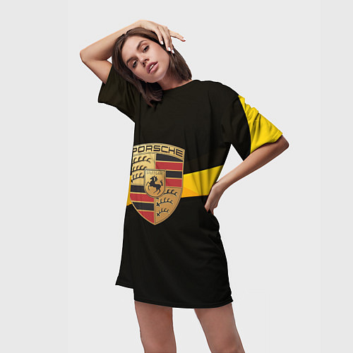 Женская длинная футболка PORSCHE / 3D-принт – фото 3