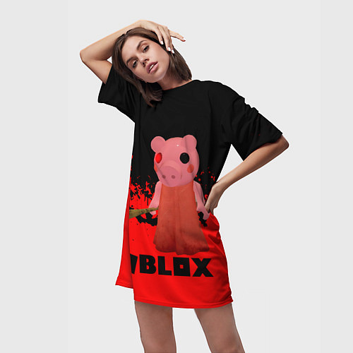 Женская длинная футболка Roblox Piggy / 3D-принт – фото 3