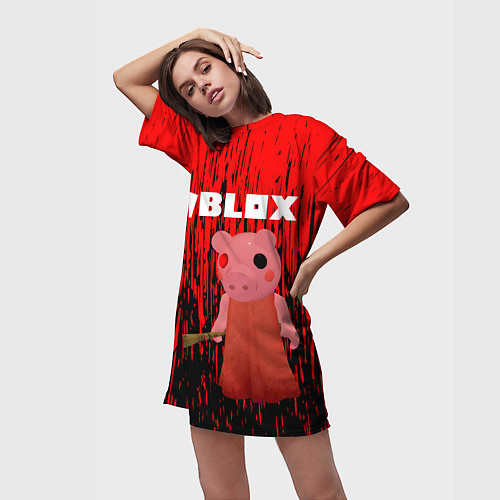 Женская длинная футболка Roblox Piggy / 3D-принт – фото 3