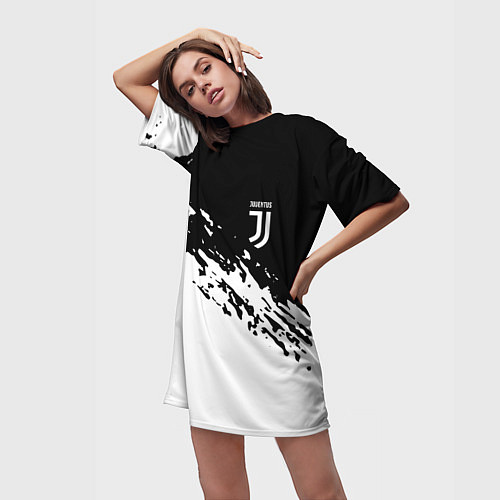 Женская длинная футболка JUVENTUS / 3D-принт – фото 3