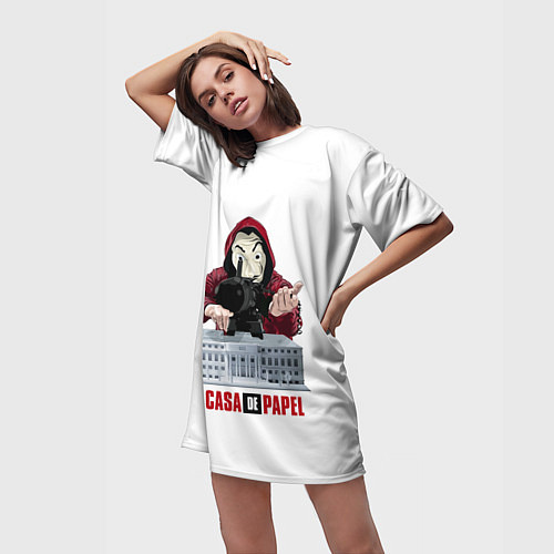 Женская длинная футболка БУМАЖНЫЙ ДОМ / 3D-принт – фото 3