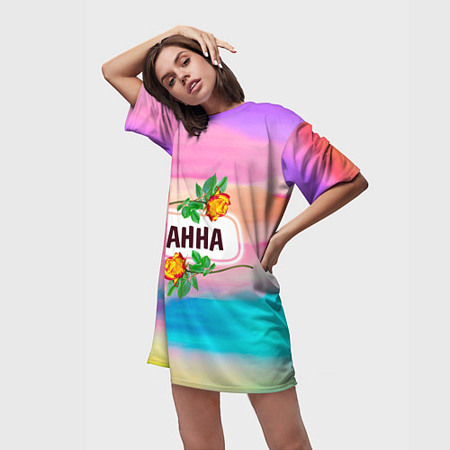 Женская длинная футболка Анна / 3D-принт – фото 3