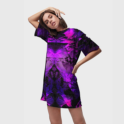 Женская длинная футболка Абстракция,пришелиц,космос,100 / 3D-принт – фото 3