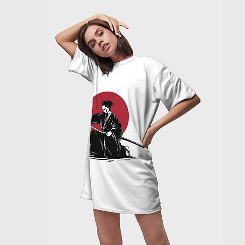Женская длинная футболка Японский самурай Z / 3D-принт – фото 3