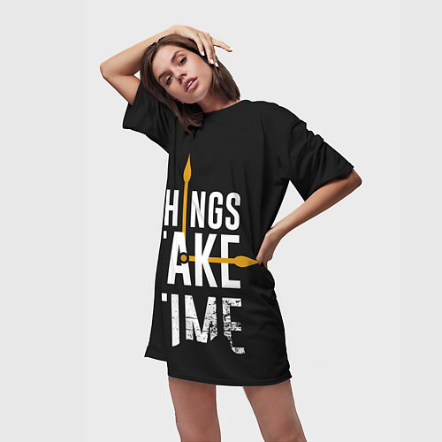 Женская длинная футболка Всё требует времени Z / 3D-принт – фото 3