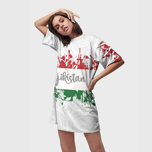 Женская длинная футболка Таджикистан / 3D-принт – фото 3