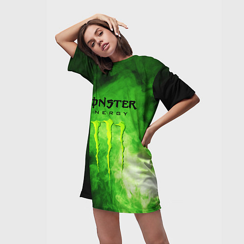 Женская длинная футболка MONSTER ENERGY / 3D-принт – фото 3