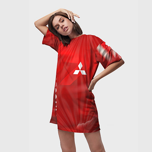 Женская длинная футболка MITSUBISHI / 3D-принт – фото 3