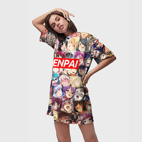 Женская длинная футболка SENPAI СЕНПАЙ / 3D-принт – фото 3