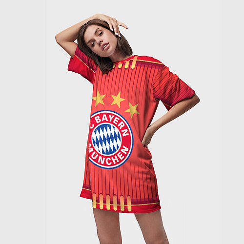Женская длинная футболка BAYERN MUNCHEN / 3D-принт – фото 3
