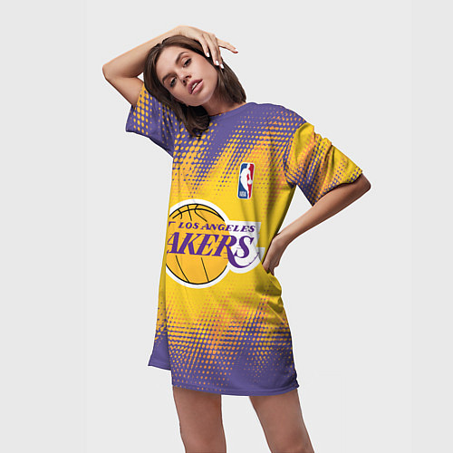 Женская длинная футболка Los Angeles Lakers / 3D-принт – фото 3