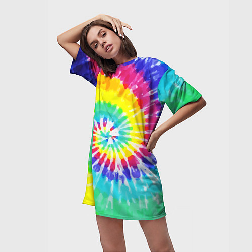 Женская длинная футболка TIE-DYE СТЕНА / 3D-принт – фото 3