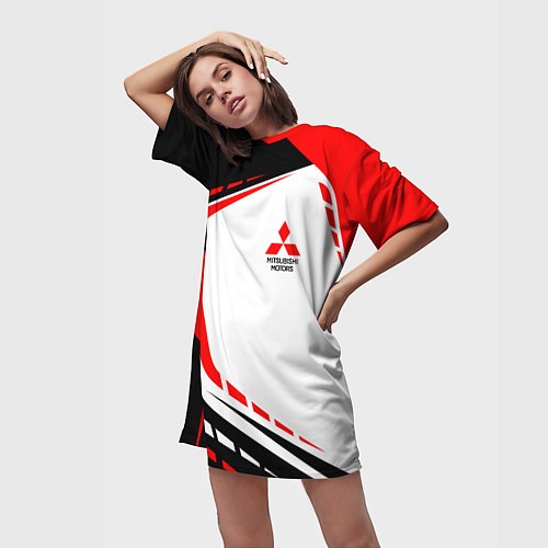 Женская длинная футболка Mitsubishi EVO Uniform / 3D-принт – фото 3