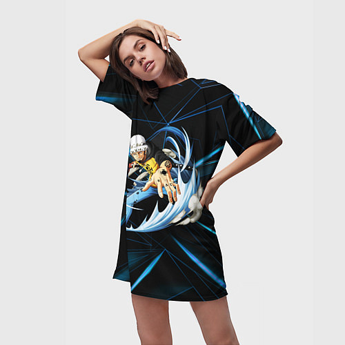 Женская длинная футболка Ван Пис Трафальгар Ло / 3D-принт – фото 3